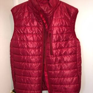 Hot red (unisex) puffer vest (bison)